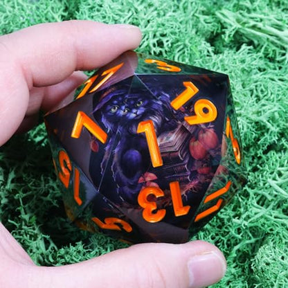 Mini Planet 50mm Giant D20 Liquid Core Eyeball Polyhedral MTG Table Games Aqua Dice E20-LED Black cat - color: E20-led Black Cat