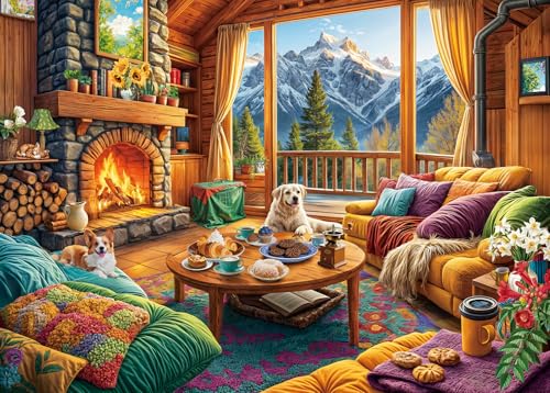 Jigsaw Puzzles for Adults 1000 Piece Puzzle for Adults 1000 Pieces Puzzle 1000 Pieces-Alpine Cozy Wooden House - color: Cozy Wooden House