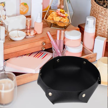 WOONEKY Portable PU Leather Dice Tray Folding Desktop Storage Case Large Black for RPG Board Games and Tabletop Accessories