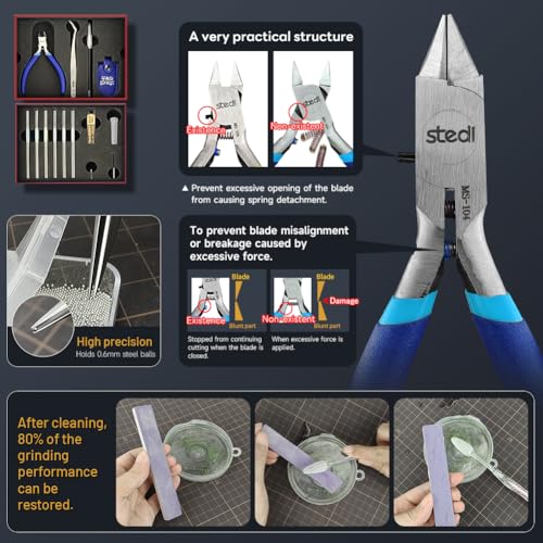 stedi Model Tools Kit for Professionals 14 PCS, Modeler Professional Tools Kit Craft Set Hobby Making Tools for Gundam, Miniature Military Model, 3D Resin Parts - style: Professional Nippers Kit