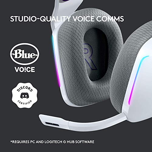 Logitech G733 Lightspeed Wireless Gaming Headset - White | Suspension headband, LIGHTSYNC RGB, Blue VO!CE mic technology, PRO-G audio drivers - color: White