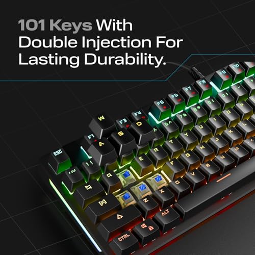 KB-R86 Umbra Mechanical Gaming Keyboard – High-Performance Switches, 26-Key Anti-Ghosting, 12 Multia Keys, Wrist Rest, Durable ABS – Compatible with PC, Laptop, Mac (Blue Switch) - color: Blue Switch, size: 26 Keys