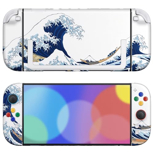 eXtremeRate DIY Replacement Shell Buttons for Nintendo Switch 2, Custom Full Set Back Plate Controller Housing with Buttons for Switch 2 Handheld Console & Joycon 2 - Deluxe Version - The Great Wave - color: The Great Wave