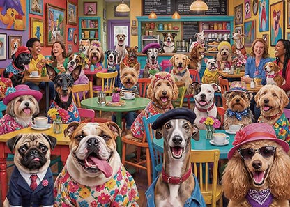 Nattork Jigsaw Puzzles 1000 Pieces for Adults, Families (Dog Coffee) Pieces Fit Together Perfectly - color: Dog Coffee