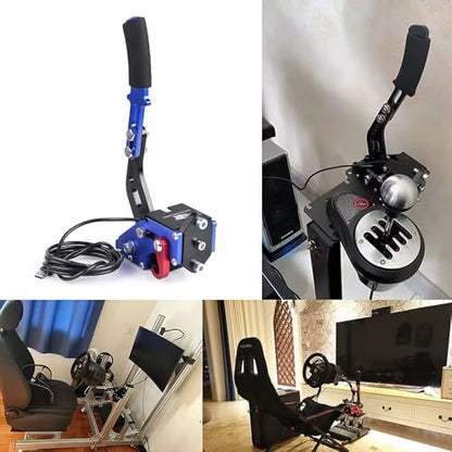 ZHSYMX USB Handbrake for 16Bit SIM PC Racing Games, Compatible with G27 G29 G920 G923 T500 T300 Simulate Linear Handbrake With Fixing Clip（Only PC System） Blue - color: Blue, size: With Fixing Clip