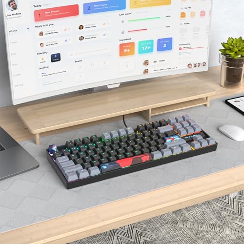 75% Mechanical Gaming Keyboard with Red Switch, RGB LED Backlit Keyboard Black, 87 Keys Compact TKL Wired Computer Keyboard for Windows Laptop PC Gamer (87 Dark) - color: 87 Dark/Red Switch