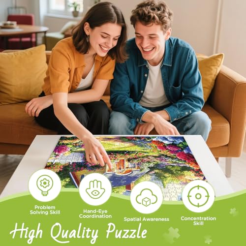 500 Pieces Puzzle for Adults, Flower Garden Puzzle for Adults, Beauty House Jigsaw Puzzles 500 Pieces Challenging Game Home Decor Birthday Party Gift Toy for Adult Seniors, 20.5 * 15 inch - style: Flower Garden