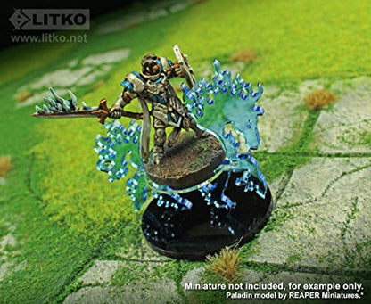 LITKO Phantom Steed Character Mount | Compatible with D&D & Pathfinder | Fluorescent blue acrylic phantom steed mount | 50mm round base | 30mm platform for hero | Requires glue assembly - style: 50mm Round Base