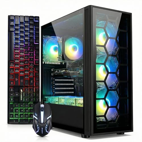 STGAubron Gaming PC Desktop,Core I7,RTX 3050 6G,16G RAM,512G SSD | Gaming Computer Tower for Streaming,Video Editing,Home,School,I7 up to 3.9GHz,ARGB Fan,WiFi 6,BT 5.0,4K DP,HDMI,Win11 Home