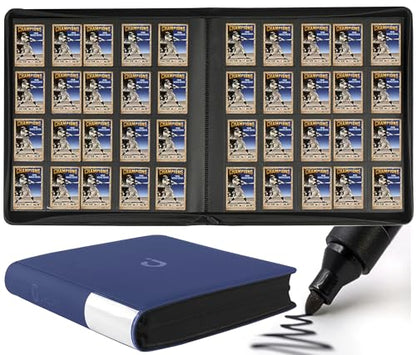 Premium 2000 Pocket Card Binder - 20 Pocket Trading Card Binder with Sleeves Fits 2000 Cards, Ringless Card Album for TCG - Model A，Classic Navy Blue - color: Classic Navy Blue