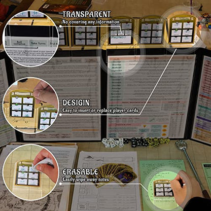 DND Faux Leather Dungeon Master Screen and Initiative & Combat Trakers with Insert Cards