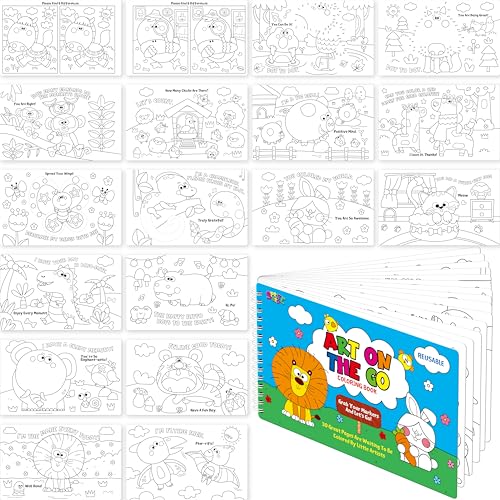 SpriteGru Coloring Activity Book, 30 Dry-Erase Pages Animals to Color, Fun & Creative Coloring Pages for Toddlers, Kids, Teens, Adults, Reusable Activity Pad for Road Trip, Travel, at Home - style: Coloring Activity