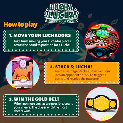 Whales Entertainment| Lucha Lucha 345| Strategy Board Games for Adults, Family and Kids Aged 6 +| Fun Wrestling-Themed Game for 2 Players | Classic Board Game Gifts for Adults,Teens and Kids
