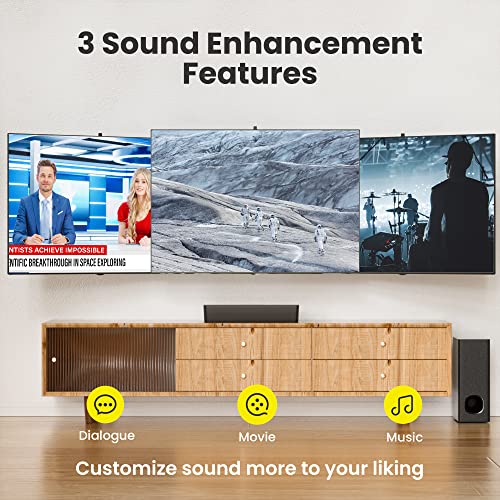 2.1 Compact Sound Bars for TV with Subwoofer, HDMI ARC/Bluetooth 5.0/Optical/AUX/RCA Connection, Remote Control, Adjustable Bass, Wall Mountable – P15, 140W, 16 inch, Black - style: P15