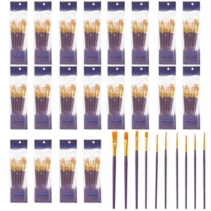PATIKIL Paint Brushes Set, 200Pcs Acrylic Paint Brush Nylon Hair for Watercolor Oil Painting Miniature Detailing Rock Painting, Purple - color: Purple