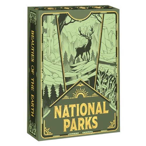 99FOX Nature Reserve National Park Playing Cards, Premium Black Core Paper Poker Deck with Linen Texture, Scenic Landscape Wildlife Art, Gift for Card Game Lovers, Collectors