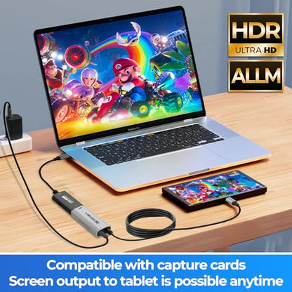 Guermok USB-C to HDMI Cable, 67in – HDR & ALLM, 8K@60Hz / 4K@144Hz, PD100W, USB-C Video Output for Switch 2 Dock, Capture Cards, TVs, Handheld Consoles (Silver)
