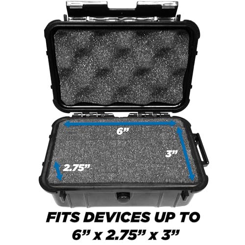CASEMATIX 8" Waterproof Small Hard Case with Customizable Foam for Portable Electronics, Tools and Accessories - Hard Shell Small Plastic Case with Pre-Diced Travel Case Foam Interior - size: 8"