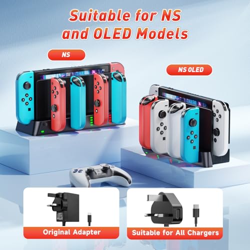 Switch Controller Charger Dock Station for PSP Gaming Console Compatible with Nintendo Switch & OLED Model Joy-con, Charging Dock Station Support to Charge 6 Joycons - size: 7.9''
