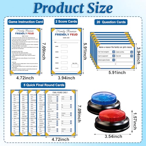 Family Feud Game for Adults and Kids with 2 Buzzers, Fun Trivia Quiz Card Game for Family Game Night, Holiday Gathering, Party & Team Building, Interactive Board Games for Group Activities