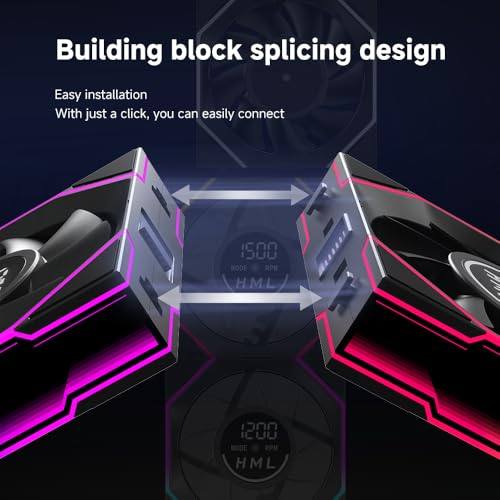 JM V4 120mm Case Fan|Computer Cooling PC ARGB CPU Cooler Daisy Chain Fan|Three-Mode Digital Display|Infinity Mirror Design|600-2100 4Pin PWM Contro(Black Forward 3-Pack) - color: Black Forward 3-Pack