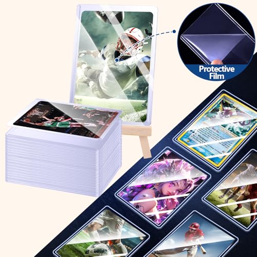 32ct Topload Card Protector, JIQEZNL Upgraded 35pt Hard Card Sleeves, 3" x 4" Card Sleeves Hard Plastic, Top Load Sleeve for Trading Cards, Rigid Pokemon Card Protectors for Baseball, Sports Cards - size: 32 Toploader