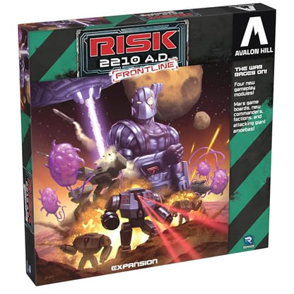 Renegade Game Studios Risk 2210 A.D. Frontline Expansion - Mars Strategy | Tournament modules for 2-5 players with asymmetric factions, moon colonies game board, and giant amoeba invasion mechanics