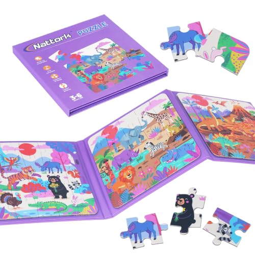 Nattork Animal Magnetic Puzzle for Toddlers 3-8 Boys Girls, Travel Puzzles Game for Children Ages 3-5,Learning Magnet with Fun for Ages 4-6 Years Old Children Boys Girls Kids - color: Animal 75pc