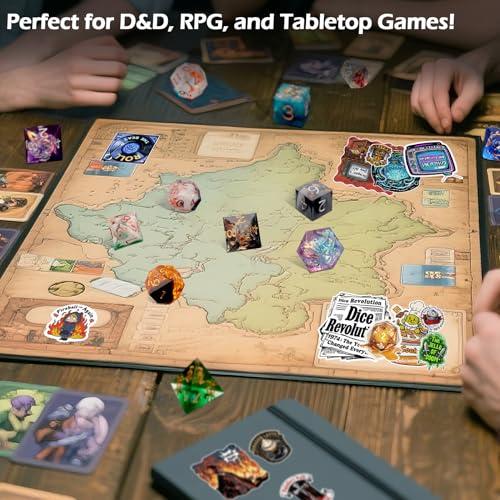 Haxtec Mystery DND Dice Set, 7 Pcs Random Sharp Edge Polyhedral RPG Dice | 3 Funny Stickers, Gifts for Table Games, Dungeons & Dragons, Handmade Resin, Original Design, No Duplicates in 2/5 Packs - style: Sharp Edge