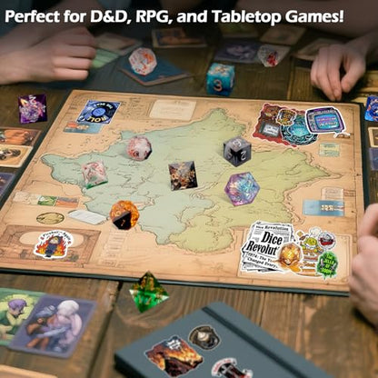Haxtec Mystery DND Dice Set, 7 Pcs Random Sharp Edge Polyhedral RPG Dice | 3 Funny Stickers, Gifts for Table Games, Dungeons & Dragons, Handmade Resin, Original Design, No Duplicates in 2/5 Packs - style: Sharp Edge