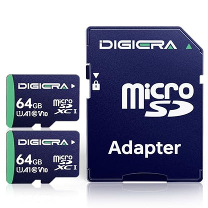 DIGIERA 64GB CT100 microSDXC UHS-I Memory Card with Adapter - up to 100MB/s, C10, U1, V10, Full HD, A1, Micro SD Card for Smartphones, Tablets, Cameras, Gaming Consoles, and Drones (2 Pack) - size: 64GB × 2, style: CT100 (100MB/s)