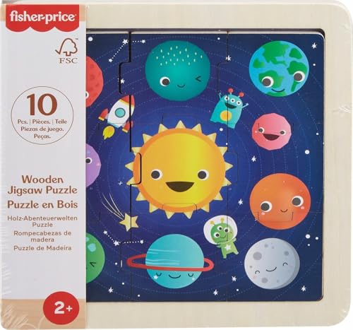 Fisher-Price Wooden Fun Planets Puzzle Baby Toy for Kids 2 Years and Up