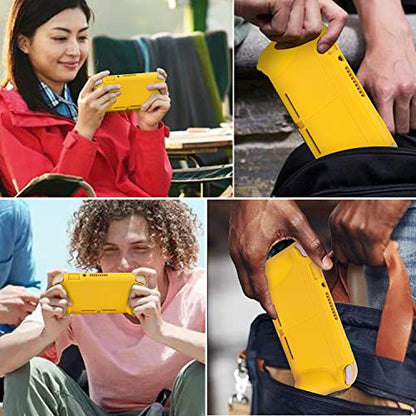 Silicone Protective Case for Nintendo Switch Lite, Soft Grip Case Cover with Comfort Ergonomic Handles for Nintendo Switch Lite 2019 [Self Stand][4 Thumb Stick Caps] (Yellow) - color: 실리콘-옐로우