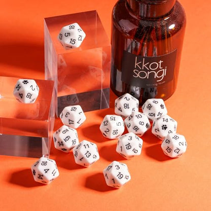 10-Pack D20 Dice Set White 20 Sided Dice for DND RPG Tabletop Games | Leather Storage Bag, DM Gift, for Dungeons and Dragons Role Playing Games - color: 10pcs D20 White