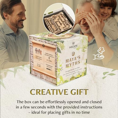 INSCAPE Maya´s Myths - Puzzle Box - Escape Room in A Box - Cluebox - Gift Puzzle Boxes for Adults with Hidden Compartments - Escape Room Puzzles Escape Room Game - Brain Teasers Puzzles for Adults | Wooden Brain Teaser With Hidden Compartments - Step By S
