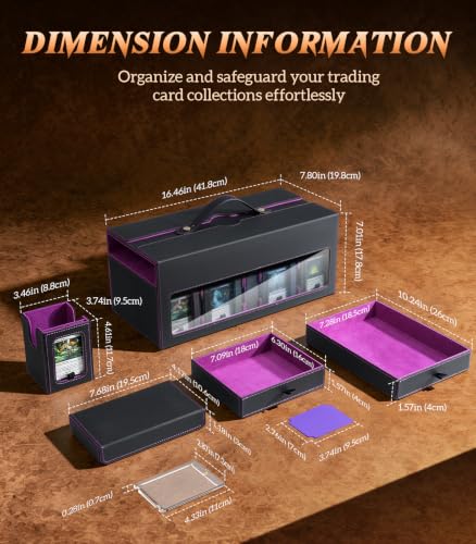 TiMOVO MTG Commander Deck Box, 11-in-1 Modular for TCG/PTCG, Black & Purple | 8-Deck Card Storage Case and 3 Dice Trays, Holds 1760+ Single-Sleeved Cards, Display Window, Carry handle - color: Black & Purple
