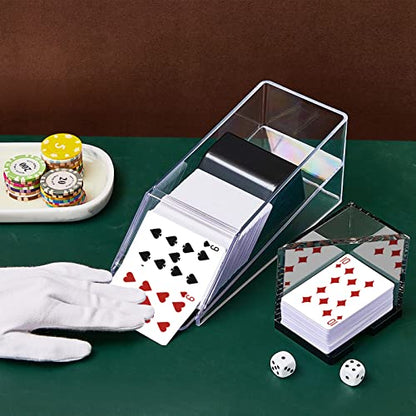 Honoson 4 Deck Blackjack Shoe and Discard Tray Acrylic Blackjack Dealing Shoe Card Dispenser for Playing Cards Discard Holder Trays for Game Poker Accessories (Clear) - color: Clear, style: 4 Deck