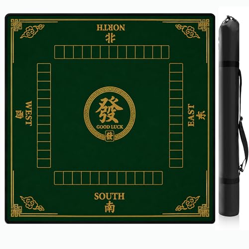 Green Felt Mahjong Mat,Non Slip American Mah Jongg Table Mat | 32in soft neoprene mah jongg mat reduces tile noise protects tabletops & packs easily for game nights or a thoughtful gift - color: 011