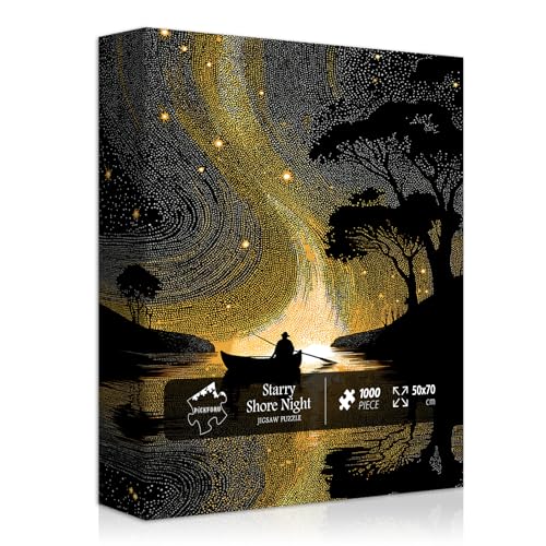Impossible Puzzles for Adults 1000 Pieces, Nature Landscape Scenery Hard Jigsaw Puzzles, River Plant Difficult Challenge Puzzle - style: Starry Shore Night Puzzle