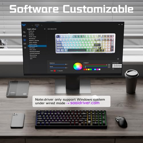 LEOBOG HI98C Pro Wireless Mechanical Gaming Aluminum Keyboard with Num Pad | Tri-Mode Wired/2.4G/BT5.0, Gasket Mount, Hot Swappable, RGB Backlit, Black Custom Creamy Keyboard for PC Gaming & Office - color: Black