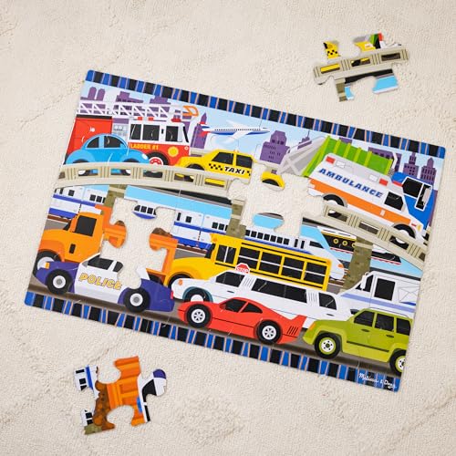 Melissa & Doug Traffic Jam Jumbo Floor Puzzle (24 Pieces, 2 x 3 Feet), Vehicle-Themed Jigsaw Puzzle for Preschoolers and Kids Ages 3+ - FSC Certified - size: 11.65 x 9.25 x 3.05, style: Traffic Jam Floor Puzzle - 24 Pieces