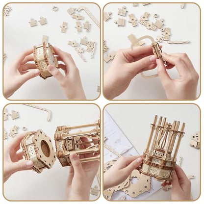 Wooden Luminous Lantern 3D DIY Puzzle | Christmas Gift, For Adults, Building Model Kit - style: Luminous Lantern