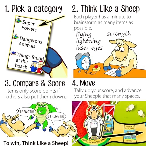 SHEEPLE™ - Hilarious Party Game for Family Game Night - Easy & Fun for Big Groups of 4-12 Players – Word Play Fun for Adults, Teens, and Kids – 30 Minutes – Ages 8 & Up – Funny Sheep Gifts
