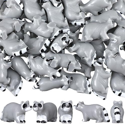 Seenelling 50 Pcs Mini Raccoon Figurine Bulk Resin Miniature Tiny Animals Figures Small Little Cute Raccoon Home Decor for Cabin Lodge Rustic Cake Toppers Desktop Home Decor(Crawl) - style: Crawl