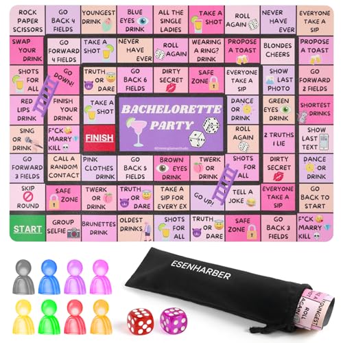 ESENHARBER Drinking Board Game, Drink Up Board Game, Fun for Girls' Night Out, Party Drinking, and Bachelorette Parties 2-8 Players, Age 21+, Interactive Drinking Games - color: Purple