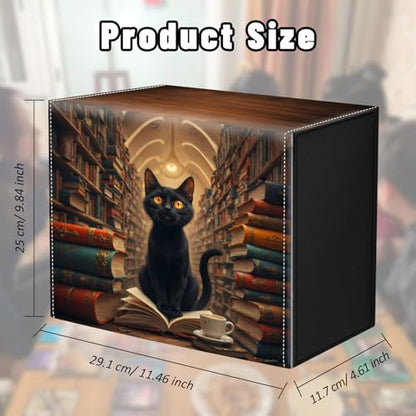 DEGDFSGR Card Game Storage Box for TCG MTG Commander Deck Box MTG Card Box Organizer Trading Card Case Magnetic Closure Creative Pattern Up to 2400 Cards, Black Cat Bookshelf Library - color: Black Cat Bookshelf Library