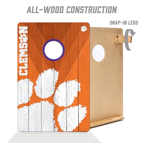YouTheFan NCAA 2’ x 3’ Wood Cornhole Game with Logo Bags - color: Clemson Tigers