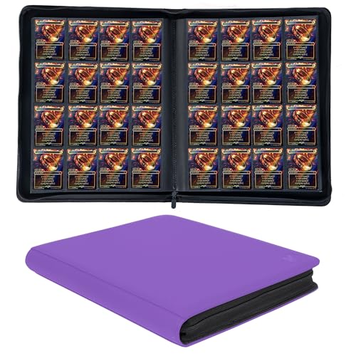 1000+ Pockets Trading Card Binder, 16-Pocket Card Ablum Compatible with MTG,Sports Cards & Other Standard Size Trading Cards (PURPLE) - color: PURPLE