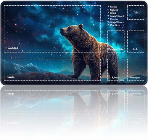 Playmat for MTG Magic Size 24x14 Inch Game Mats Tabletop Magic Play Mats,Premium Smooth Rubber Surface, Mousepad Compatible Qindaiwen for MTG RPG CCG Trading Card Game Play mats, Bear - color: Bear, size: playmat with zones