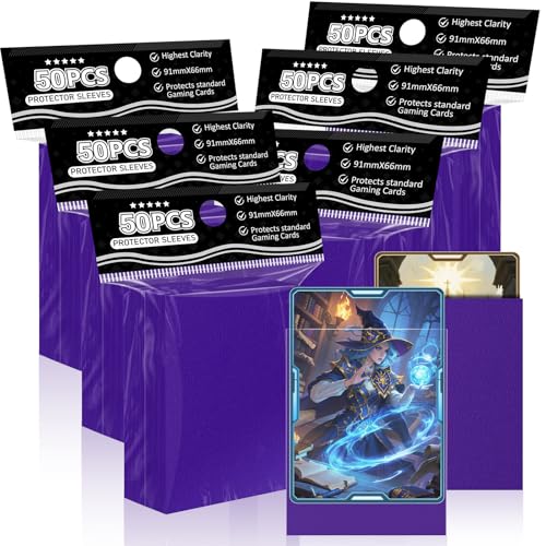 Trading Card Sleeves Perfect Fit TCG Matte Sleeves, Soft Sports Card Protector for Photocard Easy to Shuffle and Stack While Playing Card Game, Standard TCG Card Sleeves Purple - color: Purple, size: 300ct standard